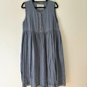 NotPerfect linen Sleeveless Blue Button-Down Mama Dress